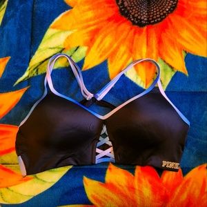 Pink active sports bra